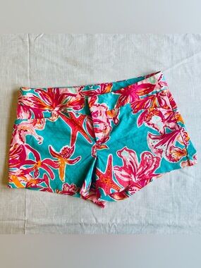 Lilly Pulitzer Turquoise Pink & Orange Floral  Shorts
